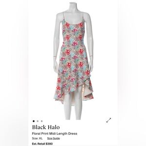 Black Halo Floral High-Low Slip Dress in Pink & Blue